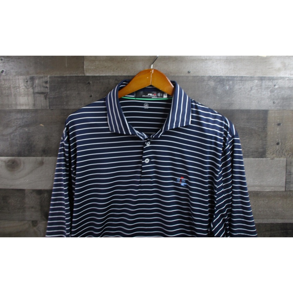 RLX Ralph Lauren Polo Shirt Mens XL Navy White Striped Wicking Golf Stretch 1896